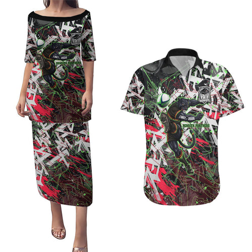 Personalised Penrith Panthers 60th Anniversary Couples Matching Puletasi and Hawaiian Shirt Abstract Graffiti - Dynamic Mascot Illustration 2026