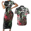 Personalised Penrith Panthers 60th Anniversary Couples Matching Short Sleeve Bodycon Dress and Hawaiian Shirt Abstract Graffiti - Dynamic Mascot Illustration 2026