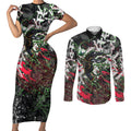 Personalised Penrith Panthers 60th Anniversary Couples Matching Short Sleeve Bodycon Dress and Long Sleeve Button Shirt Abstract Graffiti - Dynamic Mascot Illustration 2026