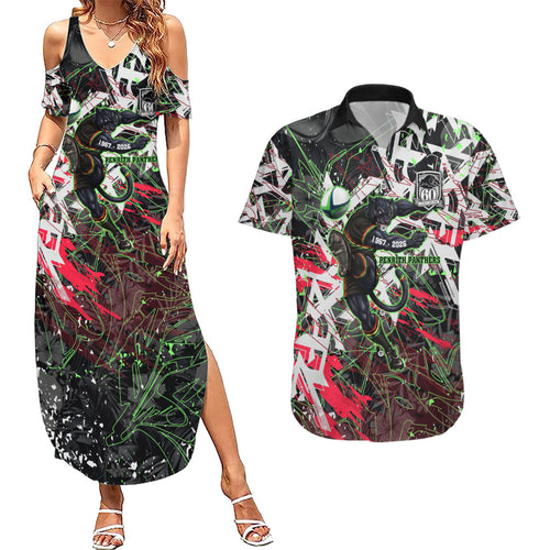 Personalised Penrith Panthers 60th Anniversary Couples Matching Summer Maxi Dress and Hawaiian Shirt Abstract Graffiti - Dynamic Mascot Illustration 2026