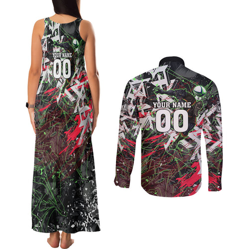 Personalised Penrith Panthers 60th Anniversary Couples Matching Tank Maxi Dress and Long Sleeve Button Shirt Abstract Graffiti - Dynamic Mascot Illustration 2026