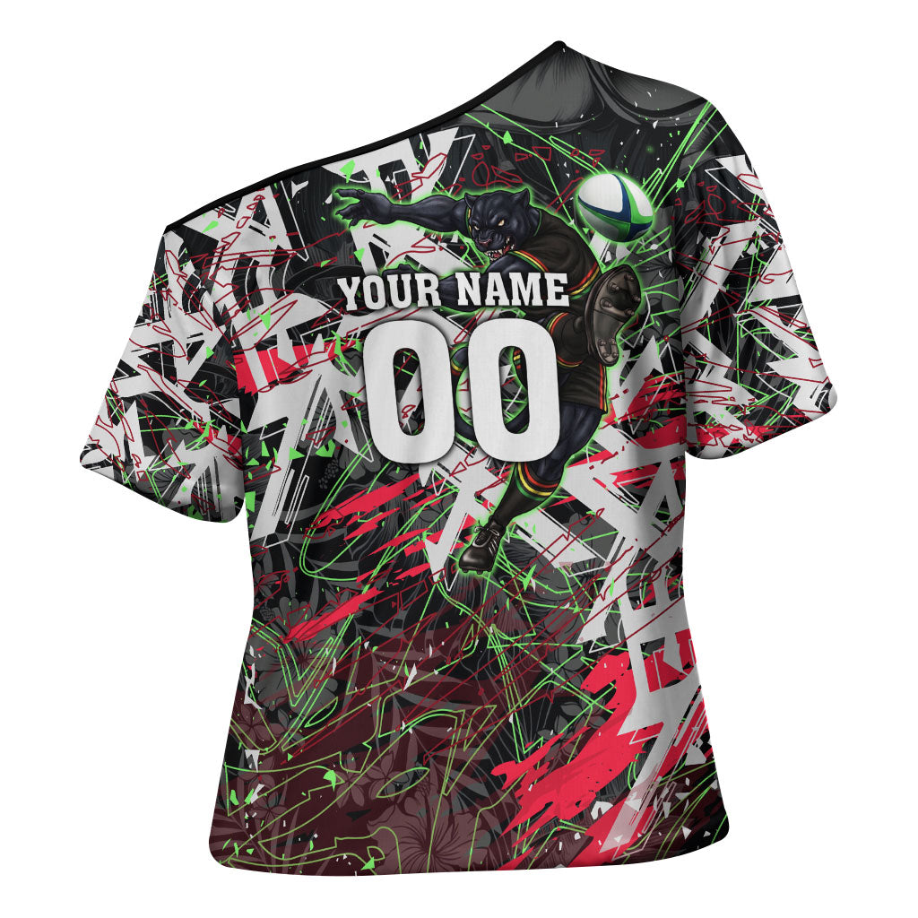 Personalised Penrith Panthers 60th Anniversary Cross Shoulder Shirt Abstract Graffiti - Dynamic Mascot Illustration 2026