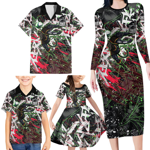 Personalised Penrith Panthers 60th Anniversary Family Matching Long Sleeve Bodycon Dress and Hawaiian Shirt Abstract Graffiti - Dynamic Mascot Illustration 2026