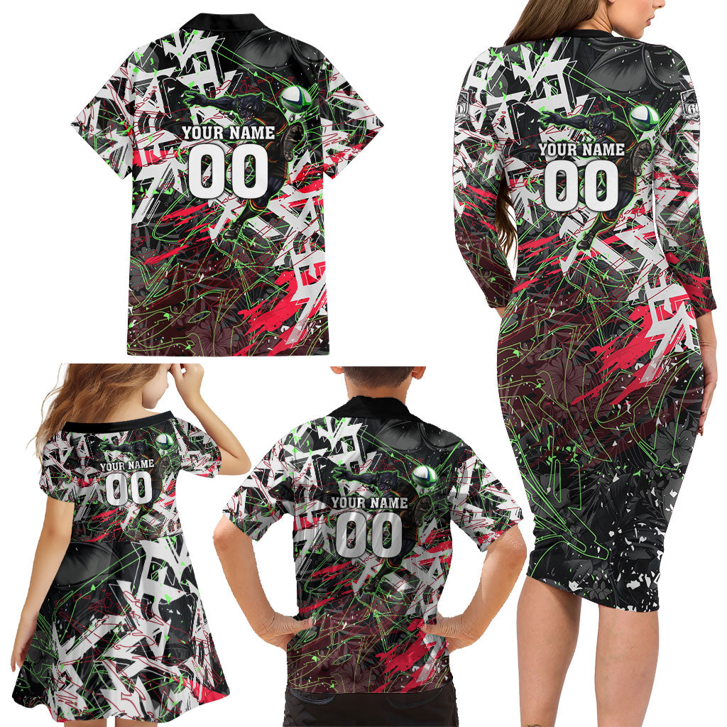 Personalised Penrith Panthers 60th Anniversary Family Matching Long Sleeve Bodycon Dress and Hawaiian Shirt Abstract Graffiti - Dynamic Mascot Illustration 2026