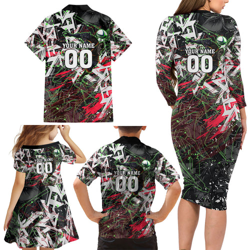 Personalised Penrith Panthers 60th Anniversary Family Matching Long Sleeve Bodycon Dress and Hawaiian Shirt Abstract Graffiti - Dynamic Mascot Illustration 2026