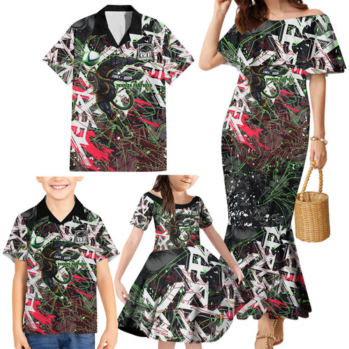 Personalised Penrith Panthers 60th Anniversary Family Matching Mermaid Dress and Hawaiian Shirt Abstract Graffiti - Dynamic Mascot Illustration 2026