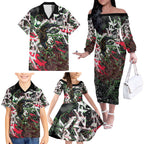 Personalised Penrith Panthers 60th Anniversary Family Matching Off The Shoulder Long Sleeve Dress and Hawaiian Shirt Abstract Graffiti - Dynamic Mascot Illustration 2026