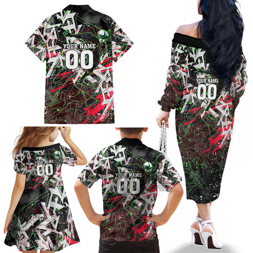 Personalised Penrith Panthers 60th Anniversary Family Matching Off The Shoulder Long Sleeve Dress and Hawaiian Shirt Abstract Graffiti - Dynamic Mascot Illustration 2026
