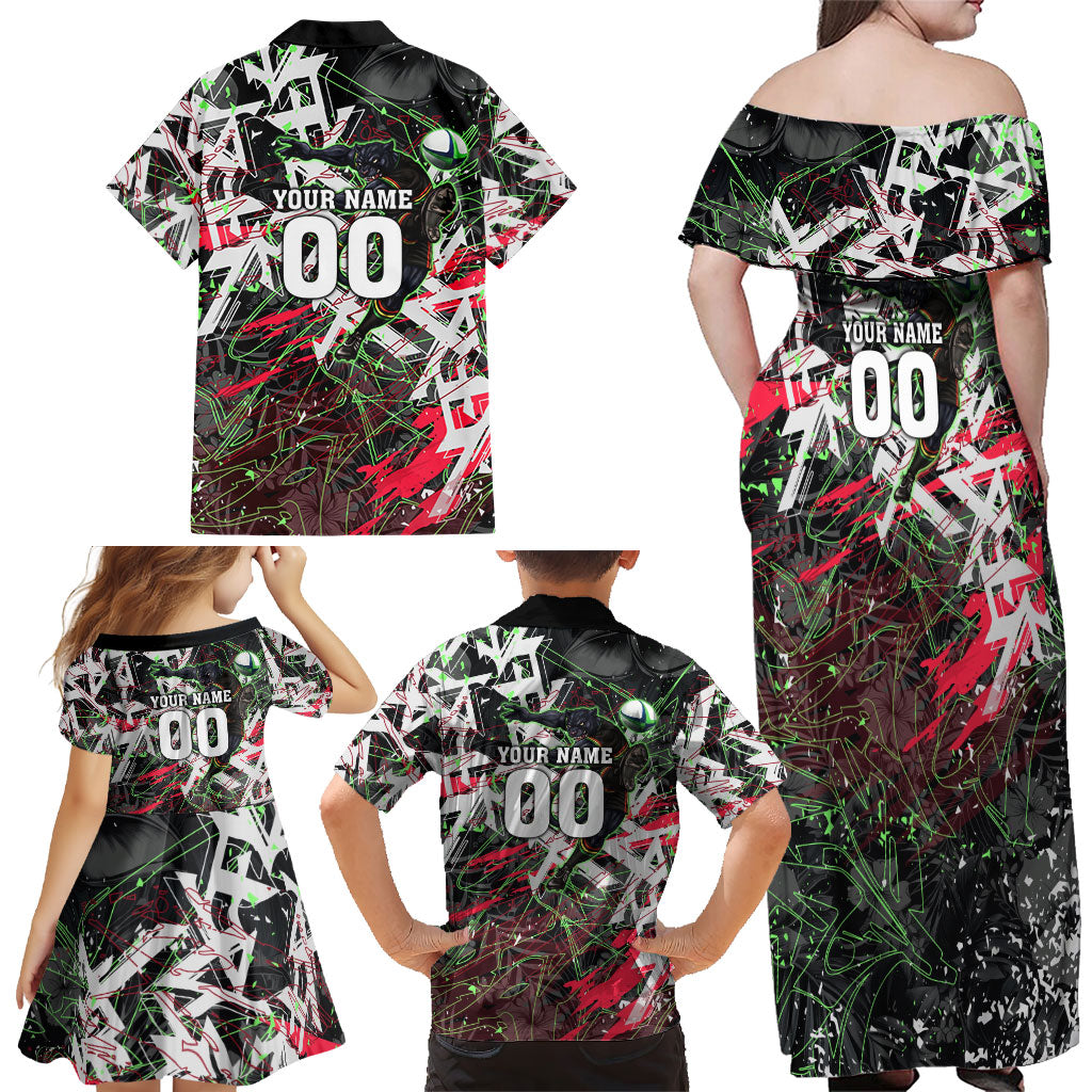 Personalised Penrith Panthers 60th Anniversary Family Matching Off Shoulder Maxi Dress and Hawaiian Shirt Abstract Graffiti - Dynamic Mascot Illustration 2026