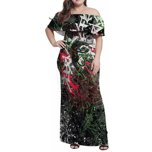 Personalised Penrith Panthers 60th Anniversary Family Matching Off Shoulder Maxi Dress and Hawaiian Shirt Abstract Graffiti - Dynamic Mascot Illustration 2026