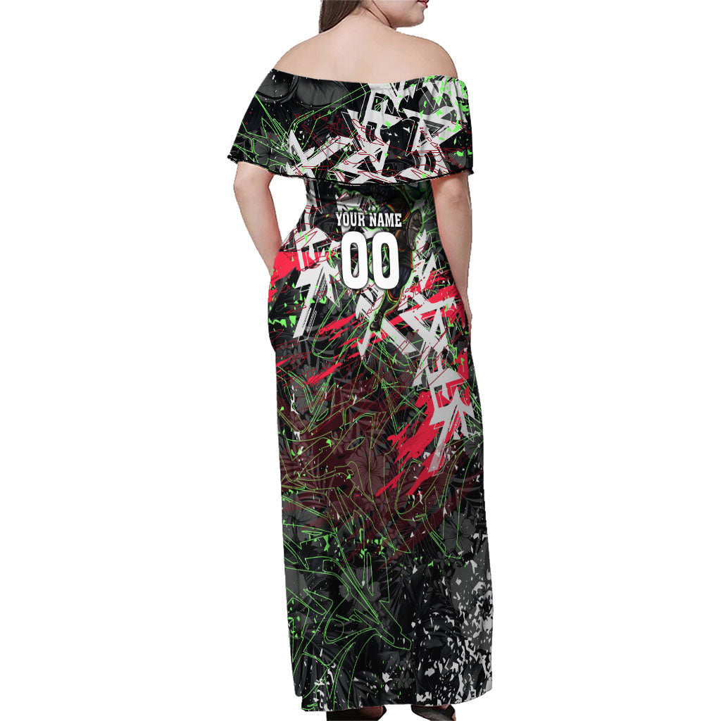 Personalised Penrith Panthers 60th Anniversary Family Matching Off Shoulder Maxi Dress and Hawaiian Shirt Abstract Graffiti - Dynamic Mascot Illustration 2026