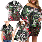 Personalised Penrith Panthers 60th Anniversary Family Matching Off Shoulder Short Dress and Hawaiian Shirt Abstract Graffiti - Dynamic Mascot Illustration 2026