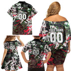 Personalised Penrith Panthers 60th Anniversary Family Matching Off Shoulder Short Dress and Hawaiian Shirt Abstract Graffiti - Dynamic Mascot Illustration 2026