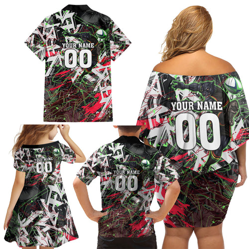 Personalised Penrith Panthers 60th Anniversary Family Matching Off Shoulder Short Dress and Hawaiian Shirt Abstract Graffiti - Dynamic Mascot Illustration 2026