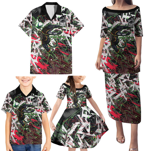 Personalised Penrith Panthers 60th Anniversary Family Matching Puletasi and Hawaiian Shirt Abstract Graffiti - Dynamic Mascot Illustration 2026