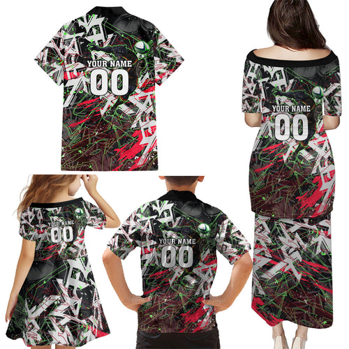 Personalised Penrith Panthers 60th Anniversary Family Matching Puletasi and Hawaiian Shirt Abstract Graffiti - Dynamic Mascot Illustration 2026