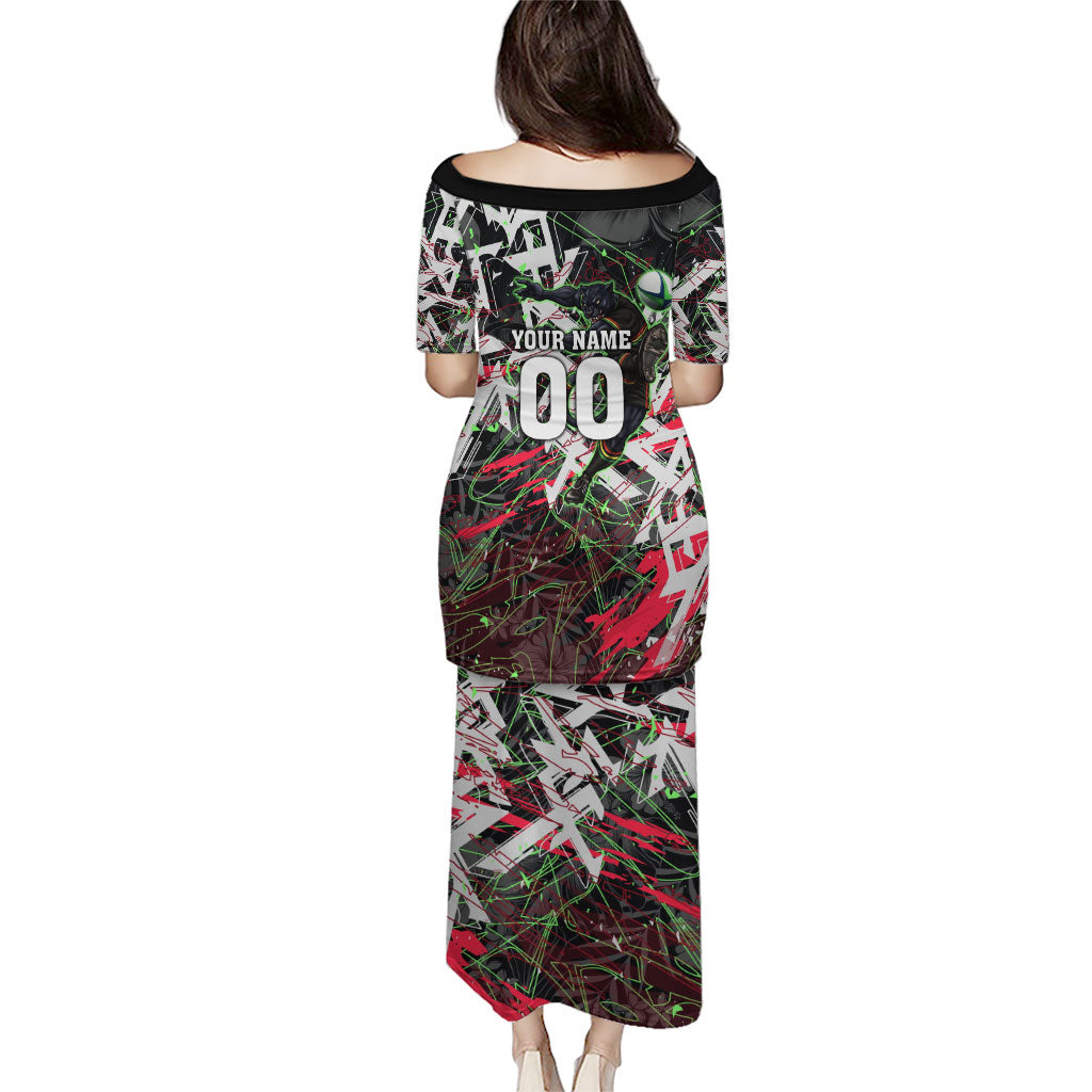 Personalised Penrith Panthers 60th Anniversary Family Matching Puletasi and Hawaiian Shirt Abstract Graffiti - Dynamic Mascot Illustration 2026