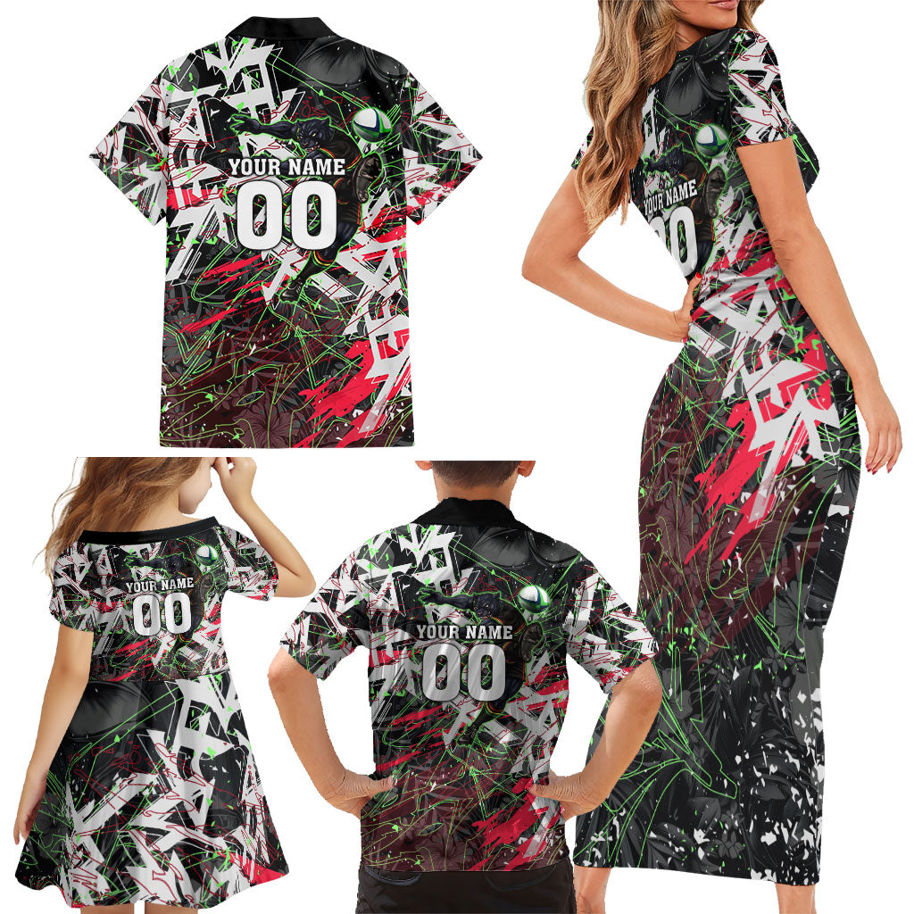 Personalised Penrith Panthers 60th Anniversary Family Matching Short Sleeve Bodycon Dress and Hawaiian Shirt Abstract Graffiti - Dynamic Mascot Illustration 2026