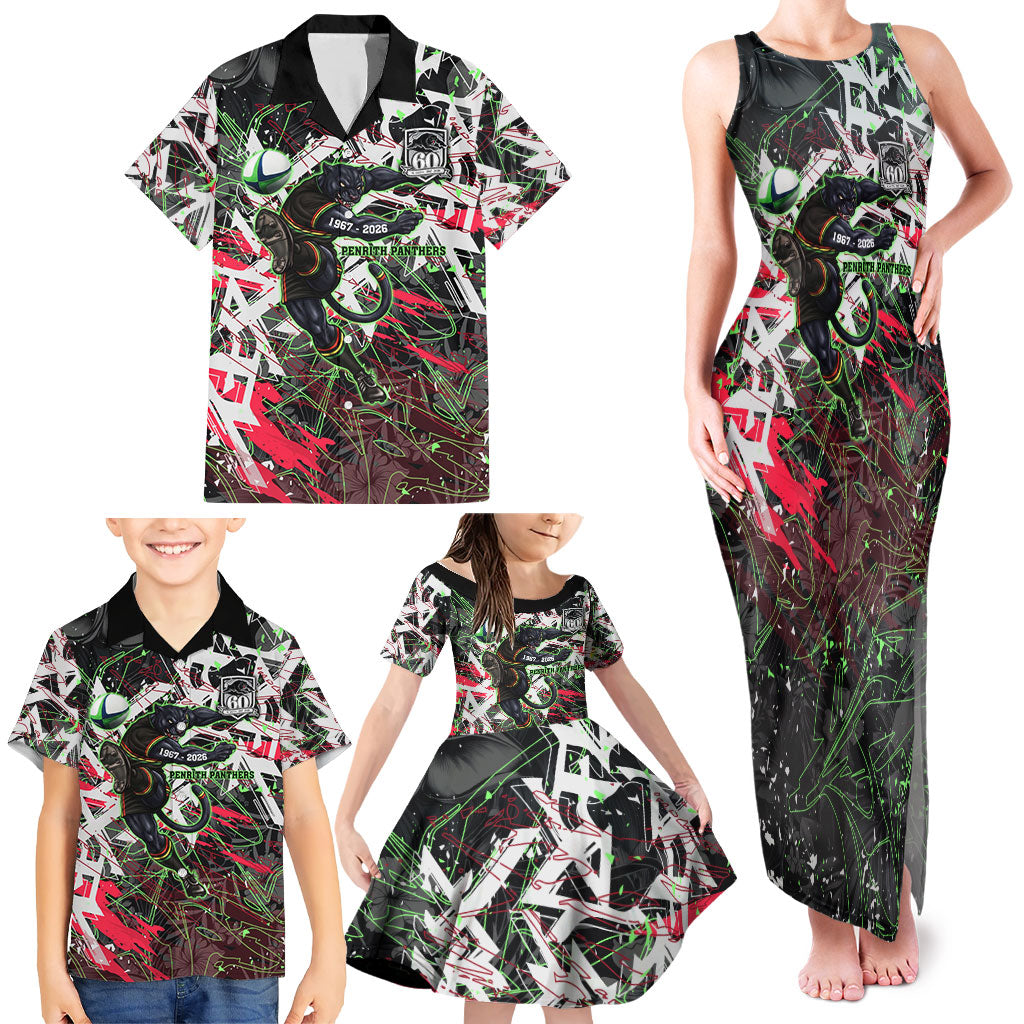 Personalised Penrith Panthers 60th Anniversary Family Matching Tank Maxi Dress and Hawaiian Shirt Abstract Graffiti - Dynamic Mascot Illustration 2026