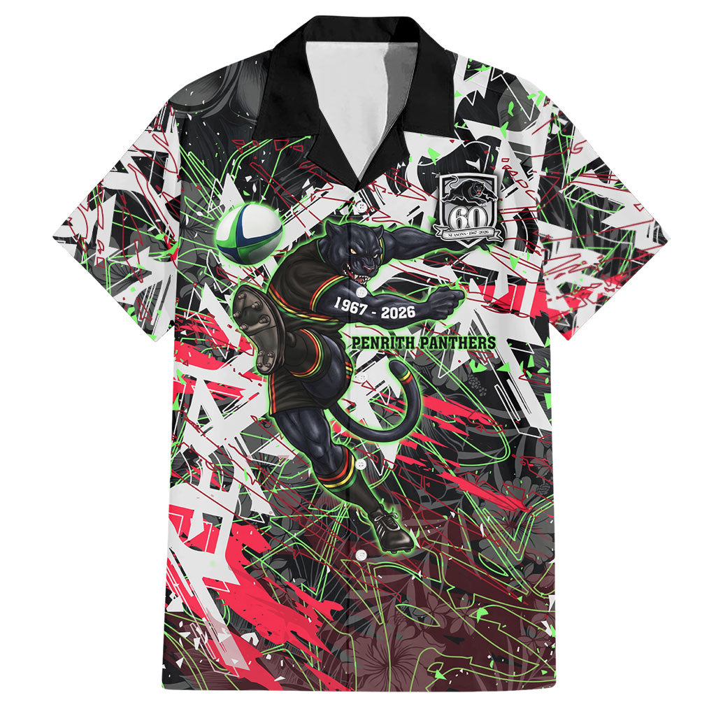 Personalised Penrith Panthers 60th Anniversary Hawaiian Shirt Abstract Graffiti - Dynamic Mascot Illustration 2026