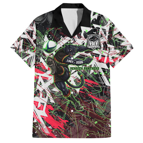Personalised Penrith Panthers 60th Anniversary Hawaiian Shirt Abstract Graffiti - Dynamic Mascot Illustration 2026