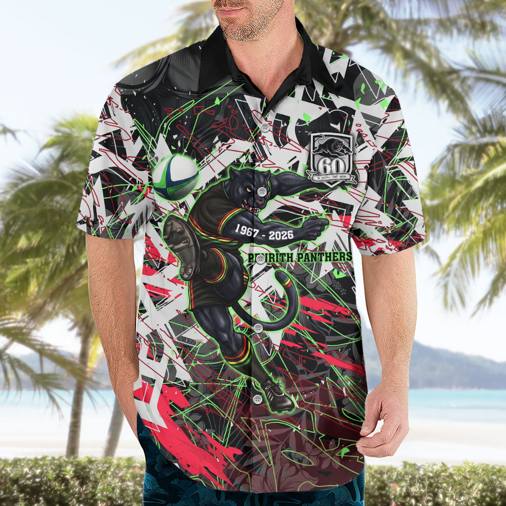 Personalised Penrith Panthers 60th Anniversary Hawaiian Shirt Abstract Graffiti - Dynamic Mascot Illustration 2026