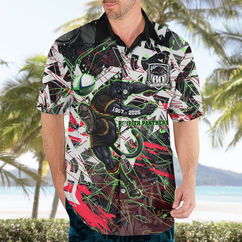 Personalised Penrith Panthers 60th Anniversary Hawaiian Shirt Abstract Graffiti - Dynamic Mascot Illustration 2026