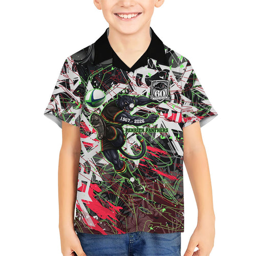 Personalised Penrith Panthers 60th Anniversary Hawaiian Shirt Abstract Graffiti - Dynamic Mascot Illustration 2026