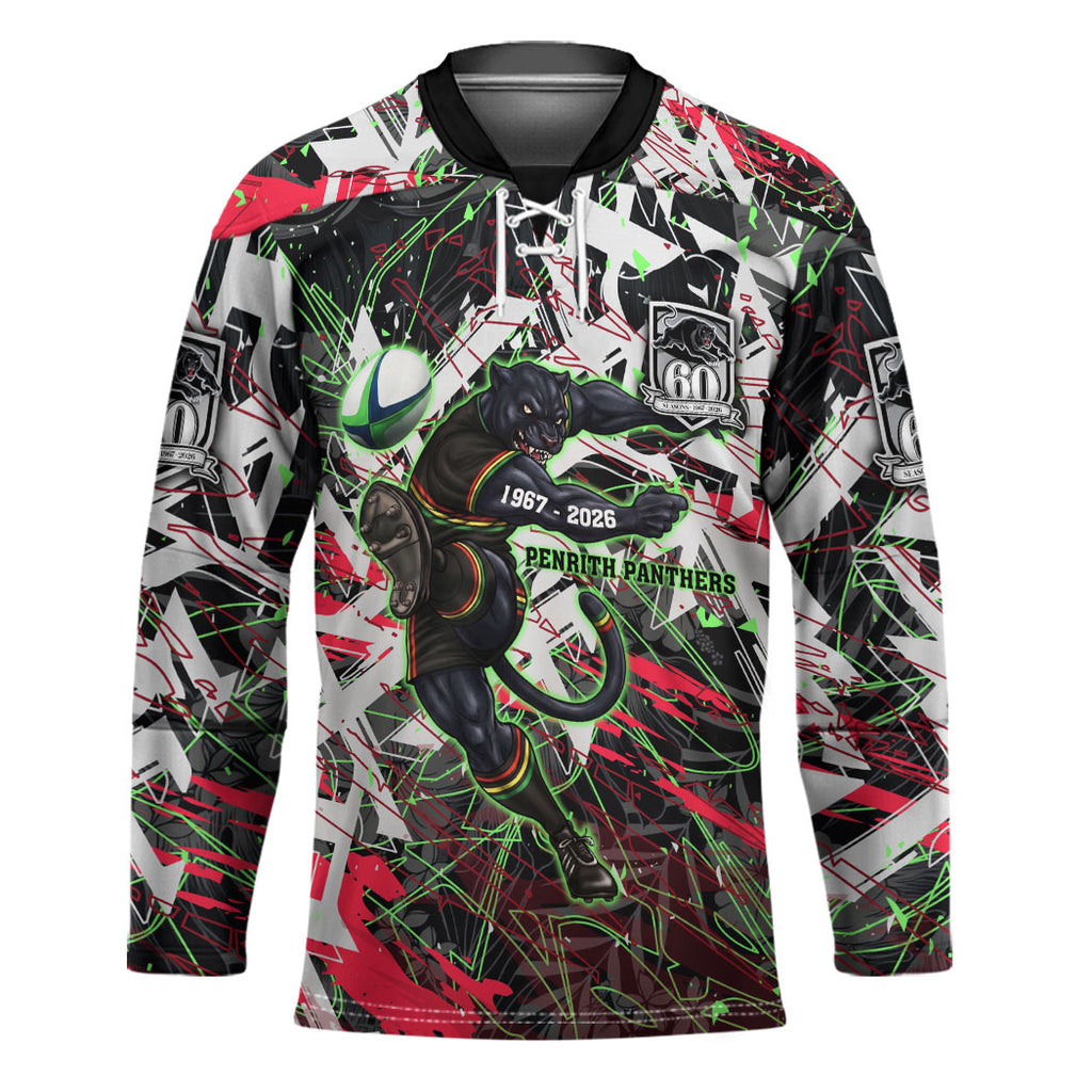 Personalised Penrith Panthers 60th Anniversary Hockey Jersey Abstract Graffiti - Dynamic Mascot Illustration 2026