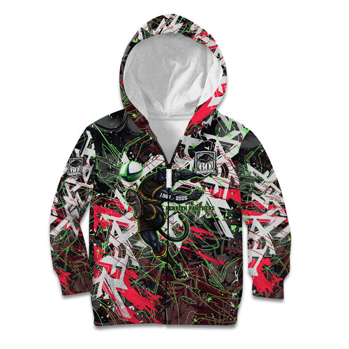 Personalised Penrith Panthers 60th Anniversary Kid Hoodie Abstract Graffiti - Dynamic Mascot Illustration 2026