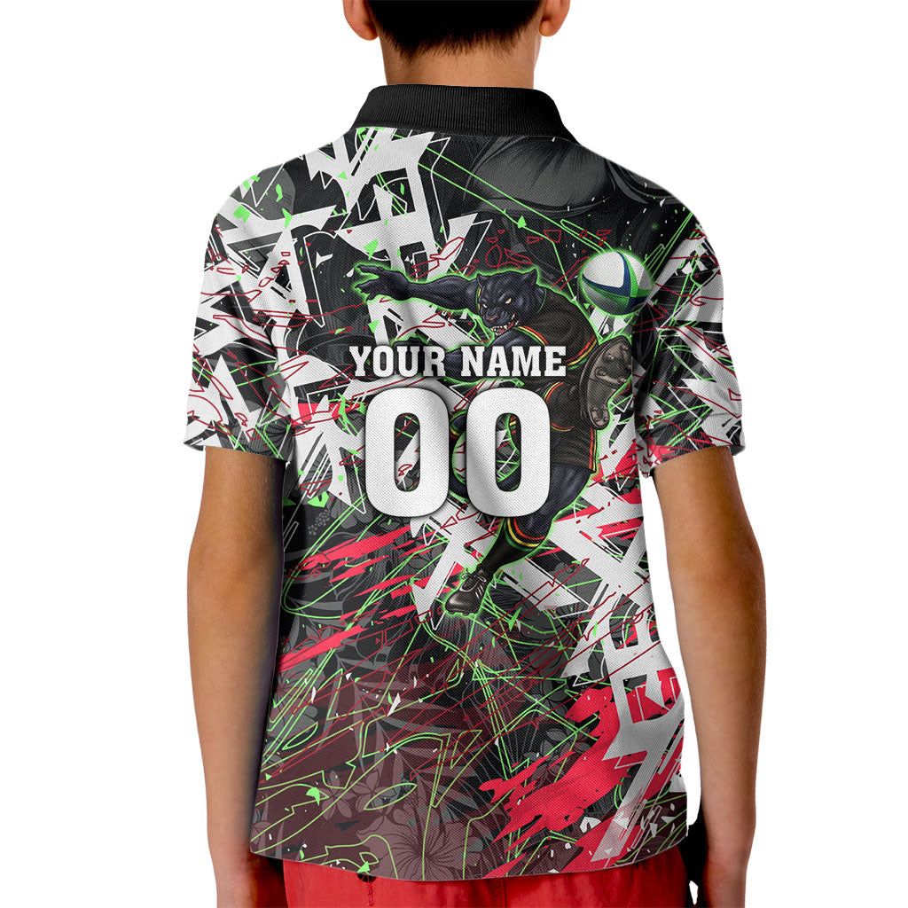 Personalised Penrith Panthers 60th Anniversary Kid Polo Shirt Abstract Graffiti - Dynamic Mascot Illustration 2026