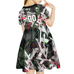 Personalised Penrith Panthers 60th Anniversary Kid Short Sleeve Dress Abstract Graffiti - Dynamic Mascot Illustration 2026