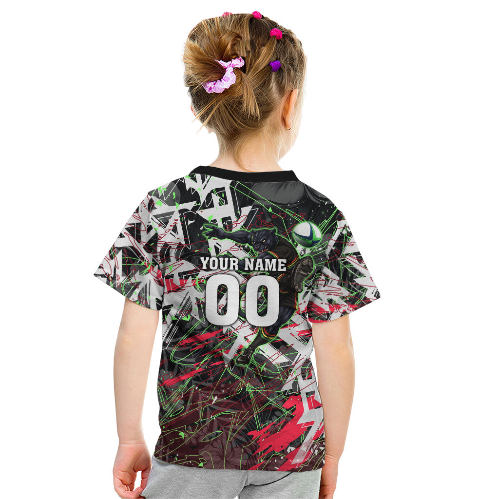 Personalised Penrith Panthers 60th Anniversary Kid T Shirt Abstract Graffiti - Dynamic Mascot Illustration 2026