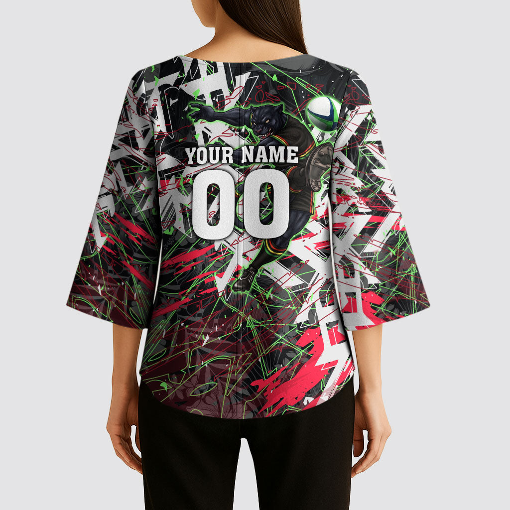 Personalised Penrith Panthers 60th Anniversary Kimono Sleeve Blouse Abstract Graffiti - Dynamic Mascot Illustration 2026