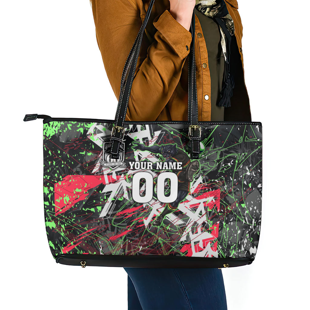 Personalised Penrith Panthers 60th Anniversary Leather Tote Bag Abstract Graffiti - Dynamic Mascot Illustration 2026