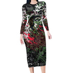Personalised Penrith Panthers 60th Anniversary Long Sleeve Bodycon Dress Abstract Graffiti - Dynamic Mascot Illustration 2026