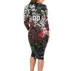 Personalised Penrith Panthers 60th Anniversary Long Sleeve Bodycon Dress Abstract Graffiti - Dynamic Mascot Illustration 2026
