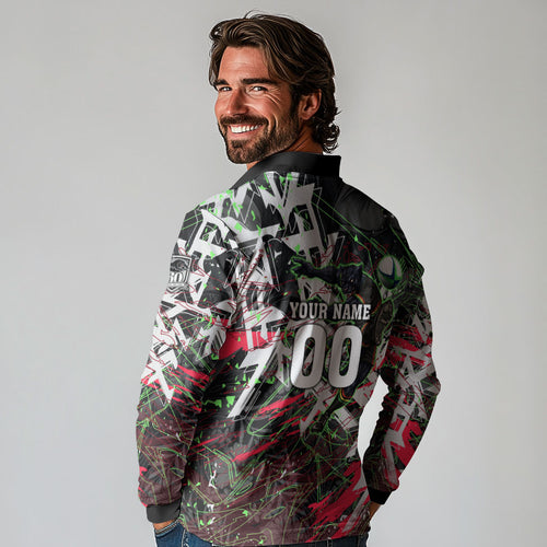Personalised Penrith Panthers 60th Anniversary Long Sleeve Polo Shirt Abstract Graffiti - Dynamic Mascot Illustration 2026