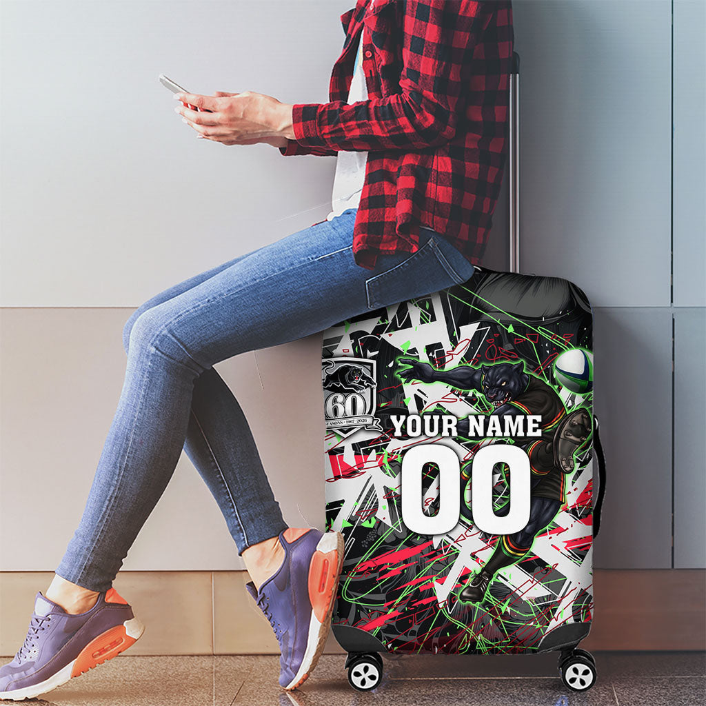 Personalised Penrith Panthers 60th Anniversary Luggage Cover Abstract Graffiti - Dynamic Mascot Illustration 2026