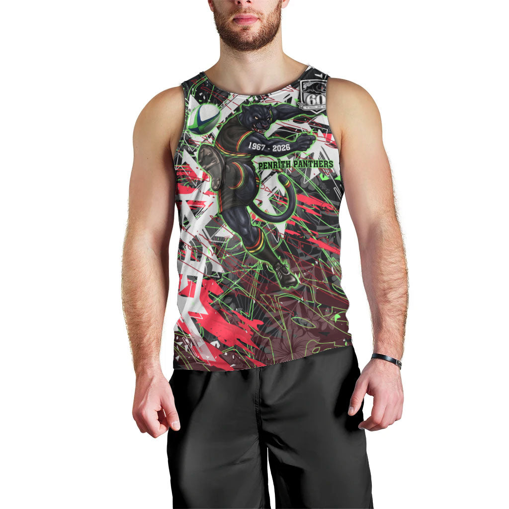 Personalised Penrith Panthers 60th Anniversary Men Tank Top Abstract Graffiti - Dynamic Mascot Illustration 2026