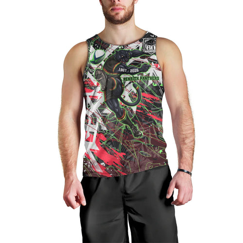 Personalised Penrith Panthers 60th Anniversary Men Tank Top Abstract Graffiti - Dynamic Mascot Illustration 2026