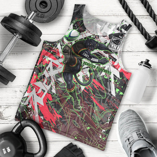 Personalised Penrith Panthers 60th Anniversary Men Tank Top Abstract Graffiti - Dynamic Mascot Illustration 2026