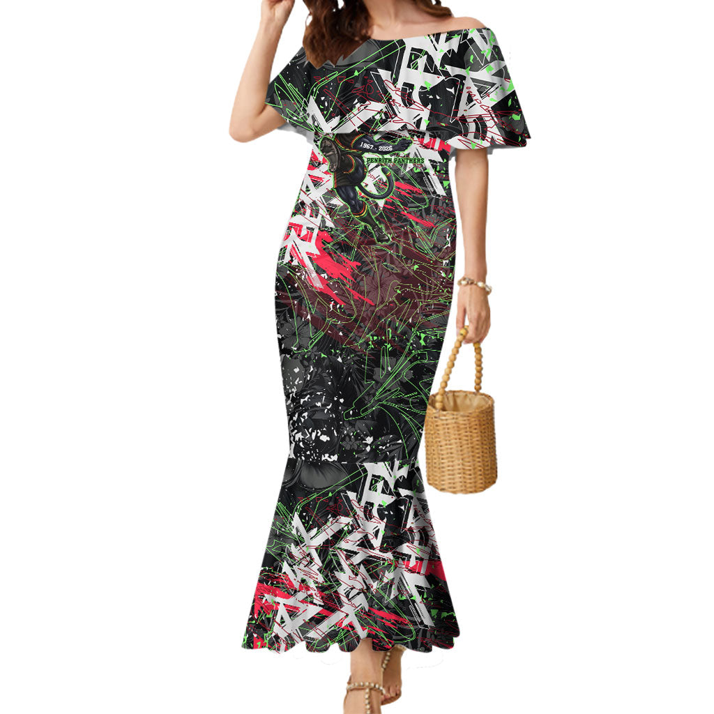 Personalised Penrith Panthers 60th Anniversary Mermaid Dress Abstract Graffiti - Dynamic Mascot Illustration 2026