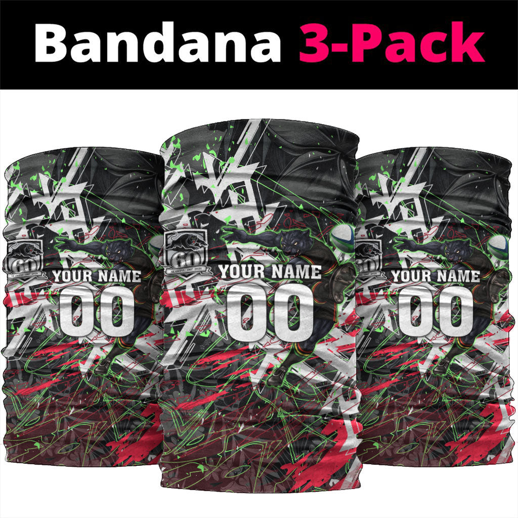 Personalised Penrith Panthers 60th Anniversary Neck Gaiter Abstract Graffiti - Dynamic Mascot Illustration 2026