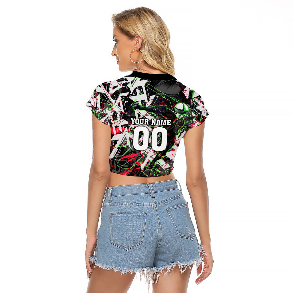 Personalised Penrith Panthers 60th Anniversary Raglan Cropped T Shirt Abstract Graffiti - Dynamic Mascot Illustration 2026