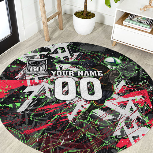 Personalised Penrith Panthers 60th Anniversary Round Carpet Abstract Graffiti - Dynamic Mascot Illustration 2026