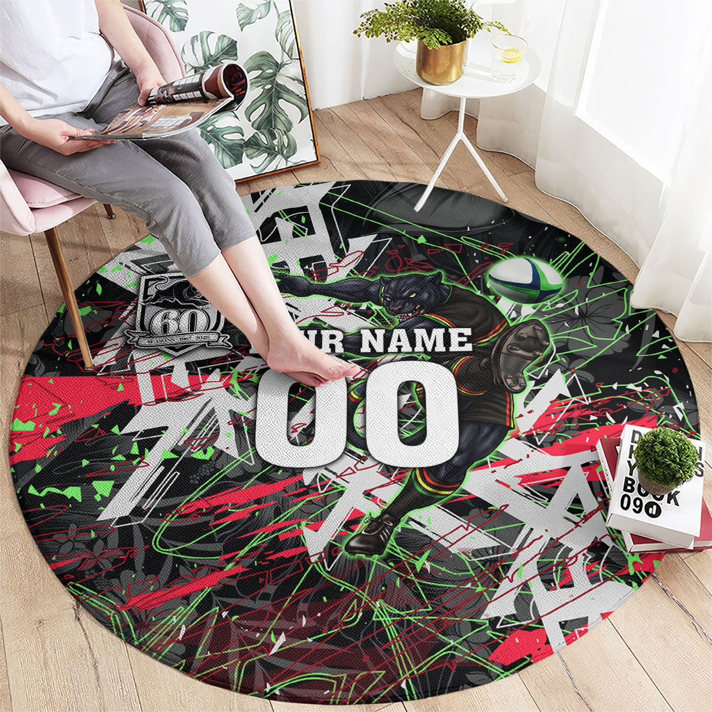 Personalised Penrith Panthers 60th Anniversary Round Carpet Abstract Graffiti - Dynamic Mascot Illustration 2026