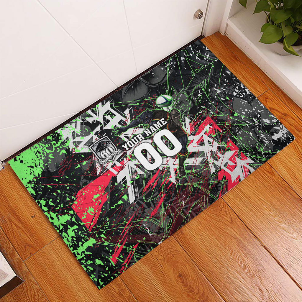 Personalised Penrith Panthers 60th Anniversary Rubber Doormat Abstract Graffiti - Dynamic Mascot Illustration 2026