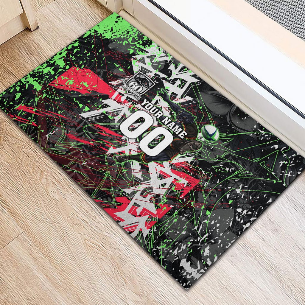 Personalised Penrith Panthers 60th Anniversary Rubber Doormat Abstract Graffiti - Dynamic Mascot Illustration 2026