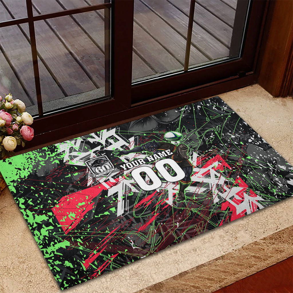 Personalised Penrith Panthers 60th Anniversary Rubber Doormat Abstract Graffiti - Dynamic Mascot Illustration 2026
